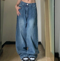 Vintage Blue Graceful Wash Boyfriend Jeans Blue / 2XL women clothing