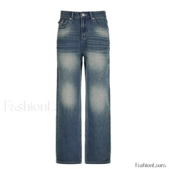 Vintage Blue Graceful Wash Boyfriend Jeans Blue / L women clothing