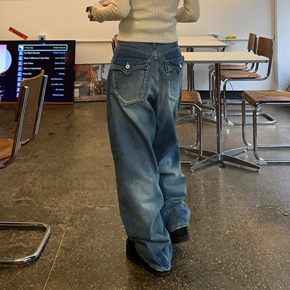 Vintage Blue Graceful Wash Boyfriend Jeans women clothing