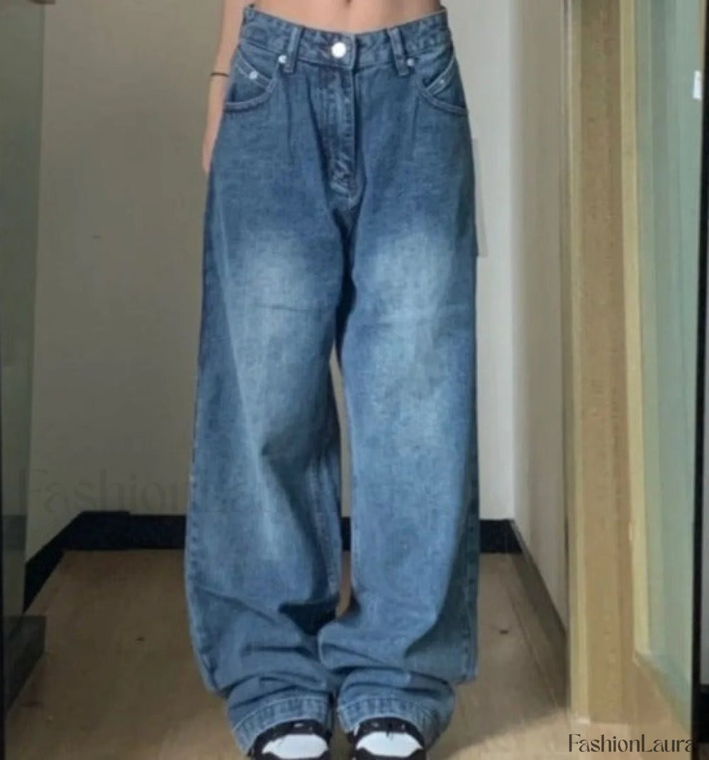 Vintage Blue Graceful Wash Boyfriend Jeans women clothing