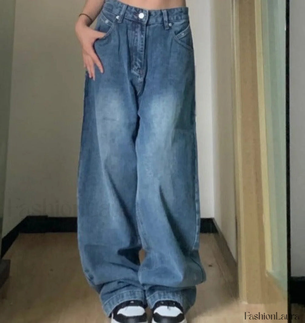 Vintage Blue Graceful Wash Boyfriend Jeans women clothing