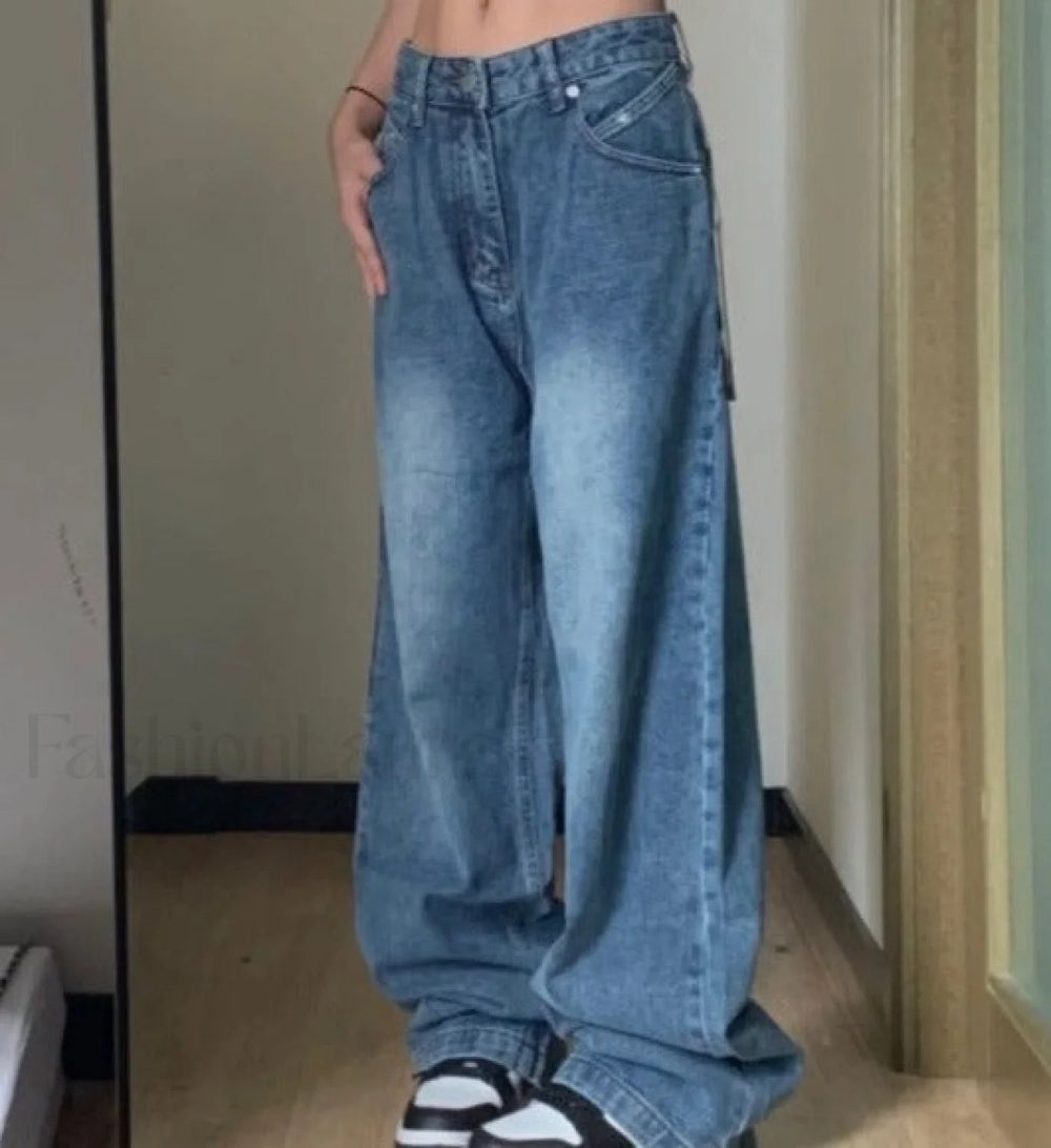 Vintage Blue Graceful Wash Boyfriend Jeans women clothing