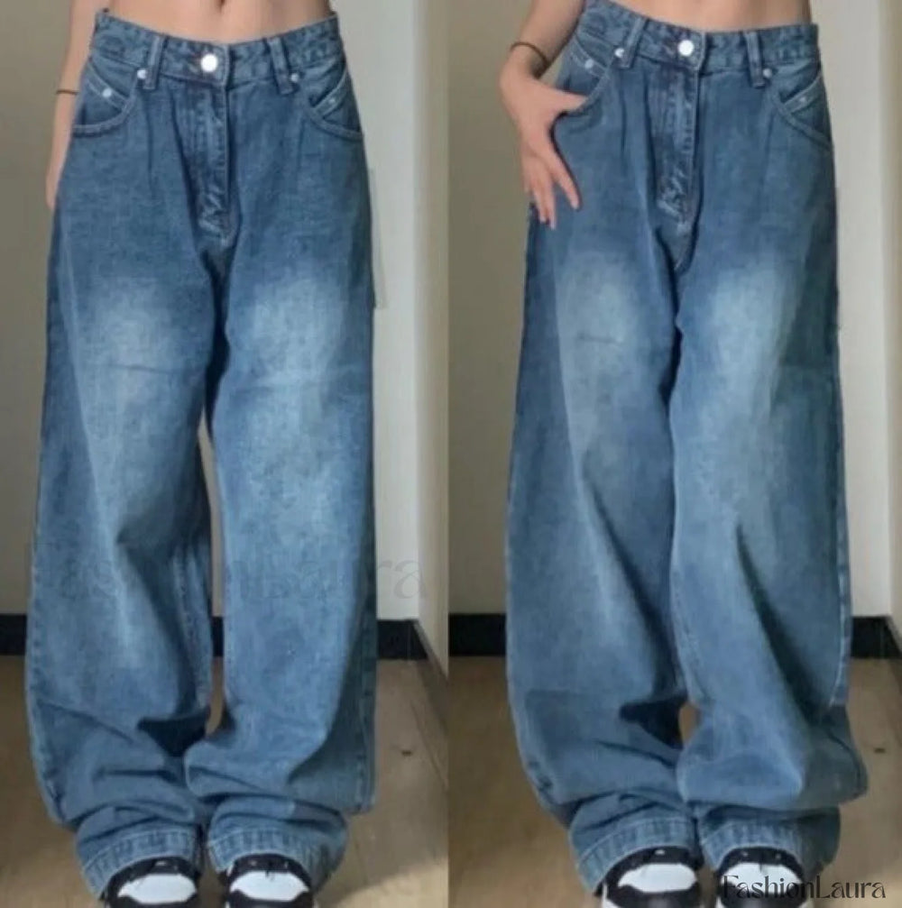 Vintage Blue Graceful Wash Boyfriend Jeans women clothing