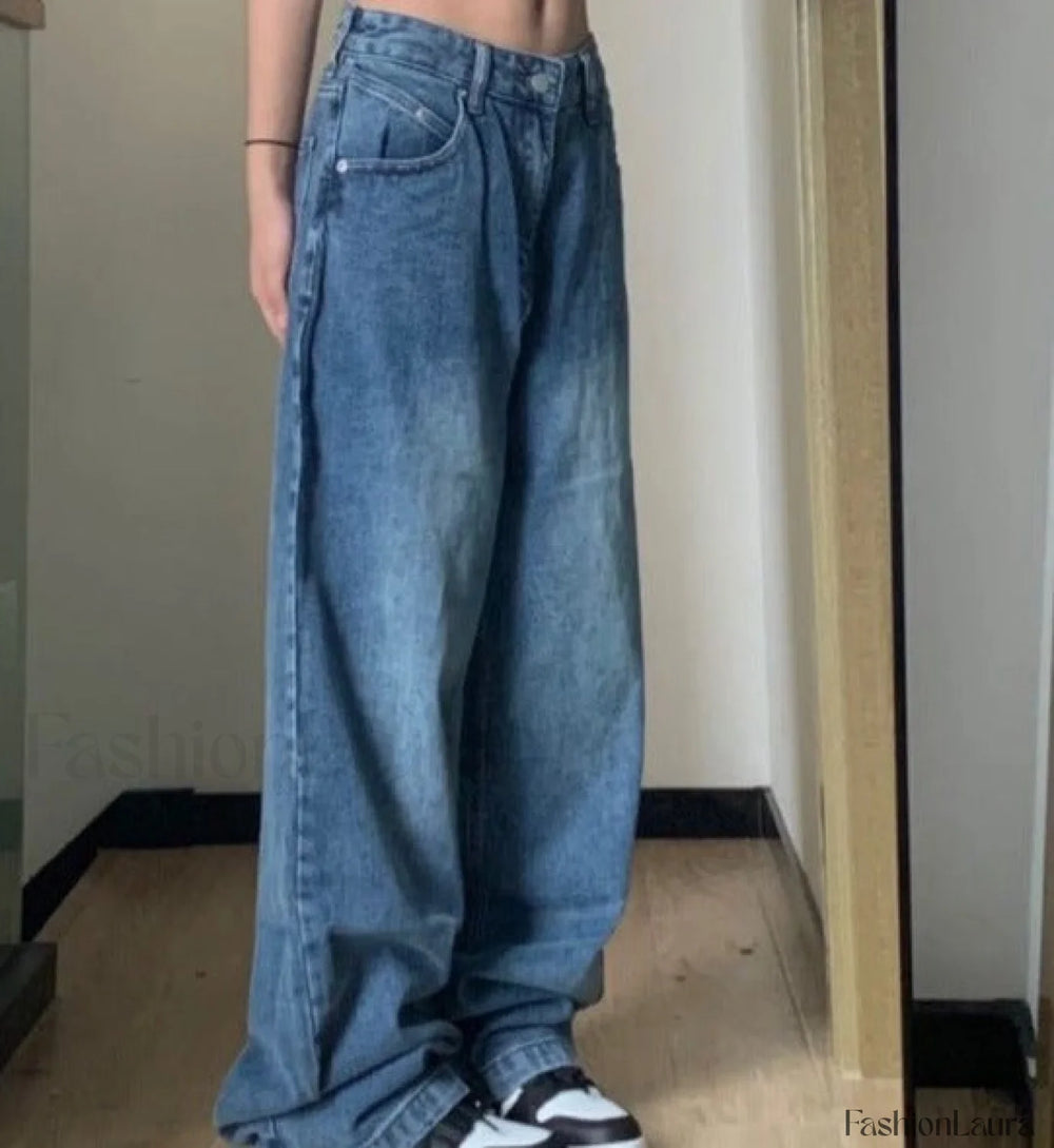 Vintage Blue Graceful Wash Boyfriend Jeans women clothing
