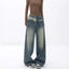 Vintage Blue Wash Trendy Patchwork Boyfriend Jeans Blue / L women clothing