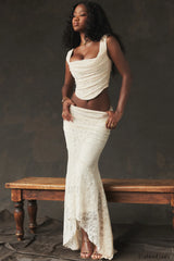 Vintage Cream Corset Charming + Lace Skirt Set