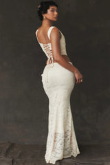 Vintage Cream Corset Charming + Lace Skirt Set