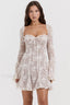Vintage Cream Stylish Lace Belted Dress XS / Cream