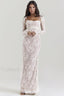 Vintage Cream White Charming Lace Maxi Dress S / Cream White