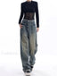 Vintage Dark Wash Trendy High Waist Boyfriend Jeans Retro Blue / L women clothing