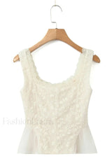 Vintage Embroidery Ruffle Charming Top & Skirt Set