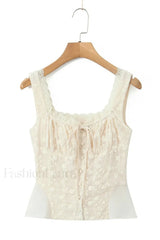 Vintage Embroidery Ruffle Charming Top & Skirt Set