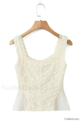 Vintage Embroidery Ruffle Charming Top & Skirt Set