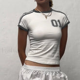 Vintage Emo Letter Print Grunge T Shirt WHITE / S