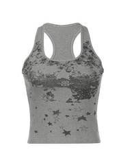 Vintage Floral Star Print Tank Top Tops&Tees