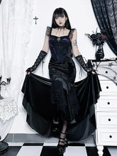 Vintage Goth Elegant Waist Women Fairycore Patchwork Florals High Aesthetic Trumpet Mall Skirt