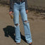 Vintage High Waist Cut Out Frayed Straight Leg Jeans Light Blue S / Light Blue Jeans