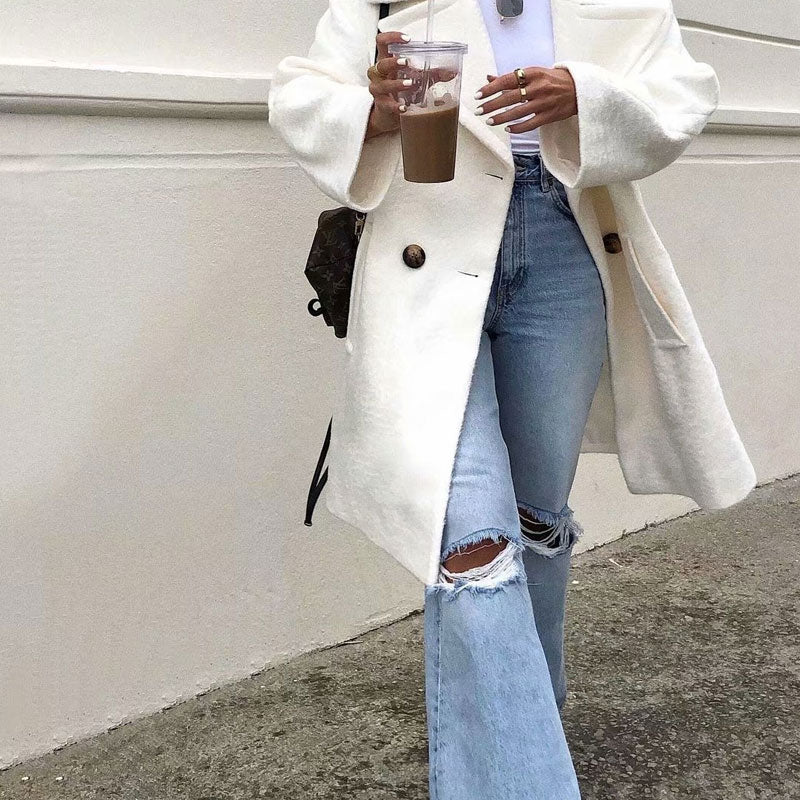Vintage High Waist Cut Out Frayed Straight Leg Jeans Light Blue Jeans