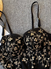 Vintage Lace Embroidery Bustier Corset Top