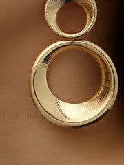 Vintage Round Graceful Bold Pendant Earrings Gold / One Size Earrings