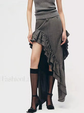 Vintage Spliced Irregular Hem Skirt
