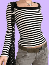 Vintage Striped Long Sleeve Tee Black / S Tops&Tees