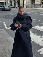 Vintage Striped Long Trench Coats Women Casual Loose Single Button Overcoats