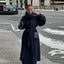 Vintage Striped Long Trench Coats Women Casual Loose Single Button Overcoats with scarf / S