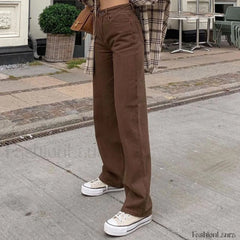Vintage Style ’90s High Waist Straight Leg Jeans Chocolate M / Chocolate Jeans