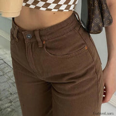 Vintage Style ’90s High Waist Straight Leg Jeans Chocolate XL / Chocolate Jeans