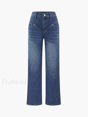 Vintage Wash Denim Trendy Straight Leg Jeans Jeans