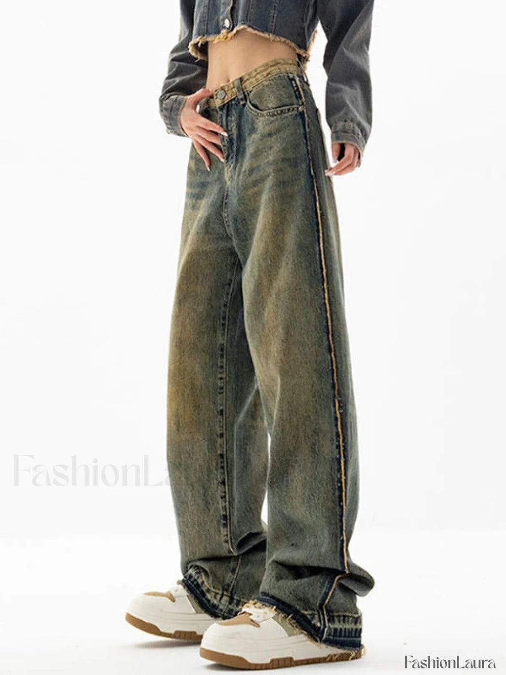 Vintage Wash Distressed Boyfriend Jeans Boyfriend Jeans