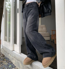 Vintage Wash Graceful Baggy Boyfriend Jeans women clothing