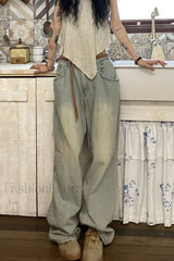 Vintage Washed Mopping Trendy Loose Boyfriend Jeans women clothing