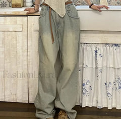 Vintage Washed Mopping Trendy Loose Boyfriend Jeans women clothing