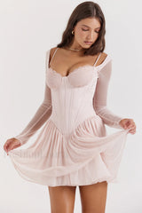 ViVi Soft Peach Charming Corset Mini Dress