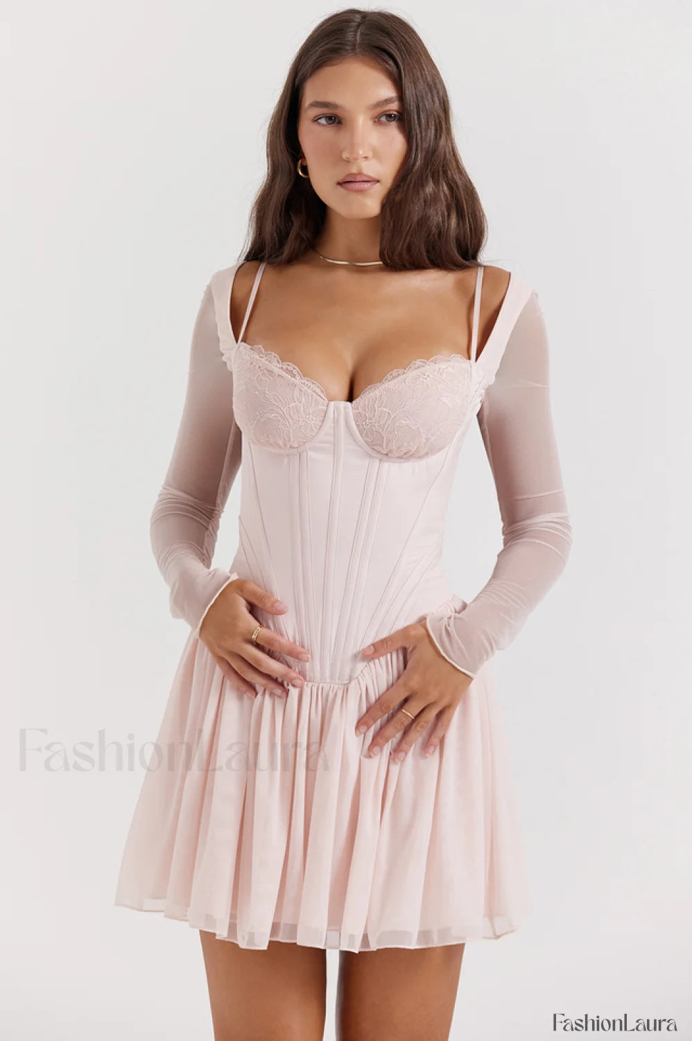 ViVi Soft Peach Charming Corset Mini Dress XS / Soft Peach