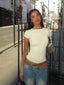 Waist Cinching Bodycon Commuting T Shirt Yellow / S