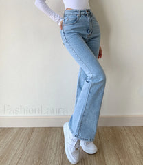 Washed High Waist Trendy Slim Flare Jeans women clothing