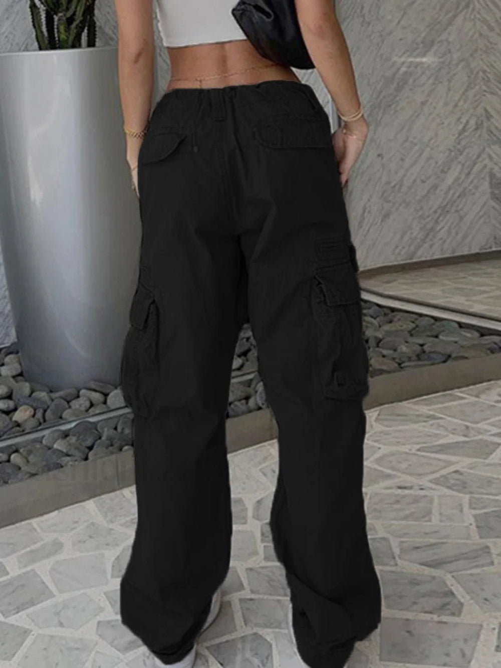 Washed Vintage Baggy Cargo Jeans Black / S Cargo Jeans