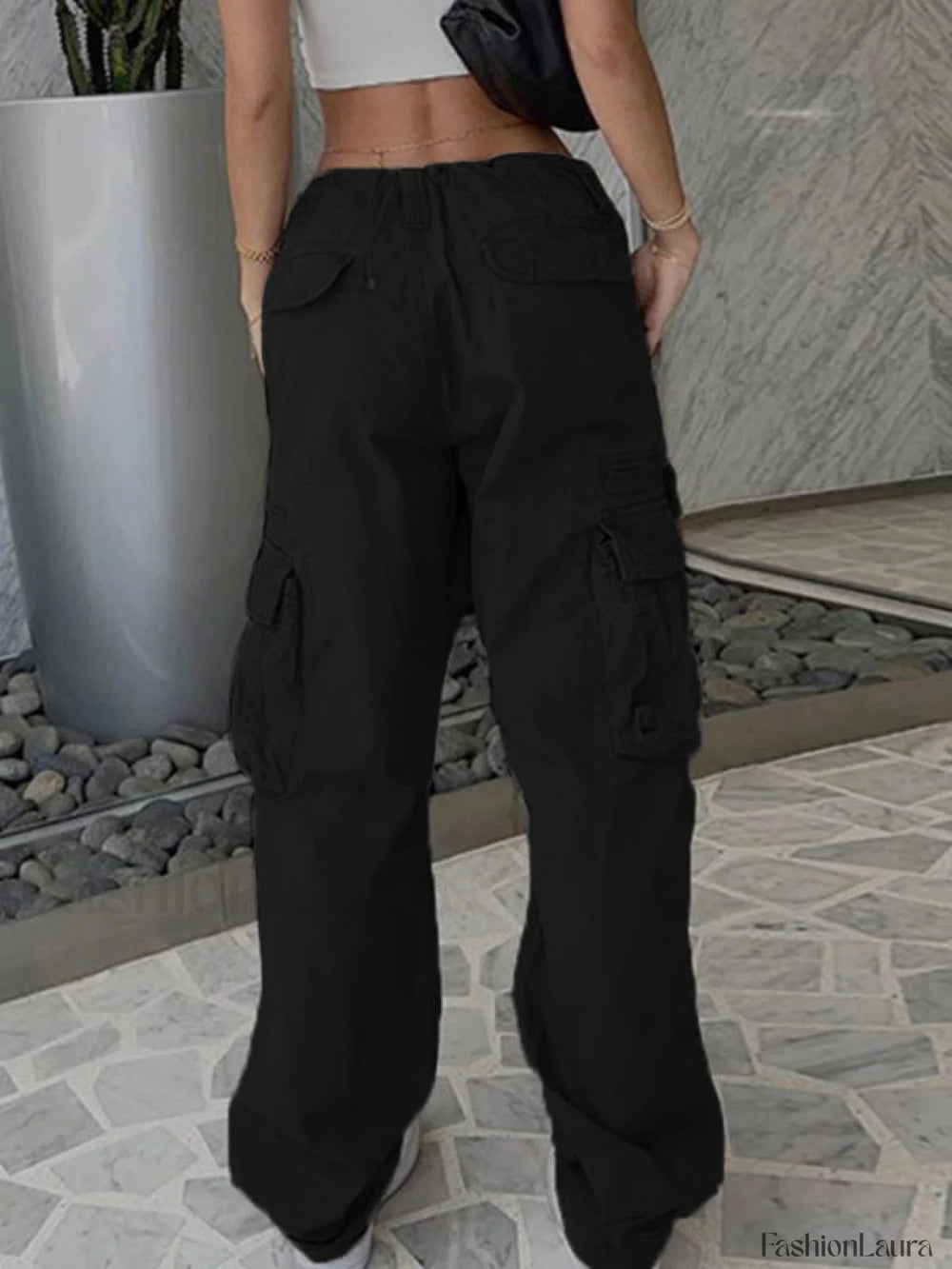 Washed Vintage Baggy Cargo Jeans Black / S Cargo Jeans