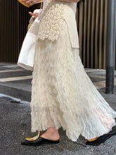 Wave Pleated High Waist Solid Fashion Skirt apricot / One Size