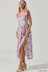 Wedelia Elegant Corset Dress XS / Purple Floral