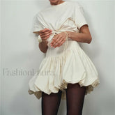 White Bubble Hem Mini Skirt