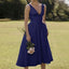 White Floral V Neck Midi Dress Blue / S