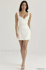 White Pin Stylish Pleated Mini Dress