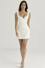 White Pin Stylish Pleated Mini Dress