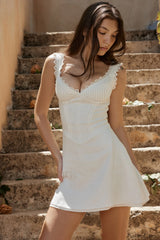 White Pin Stylish Pleated Mini Dress XS / White