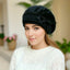 Women’s Winter New Korean Edition Warm Solid Beret Rabbit Hair Hat Black / 55 58cm