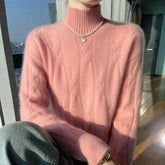 Wool Autumn Winter Women’s Turtleneck Pullover Solid Color Thick Cashmere Warm Sweater Sweaters L